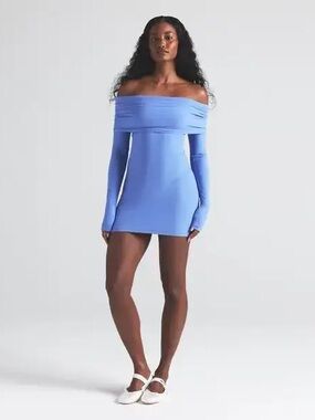 Skims soft lounge off shoulder dress